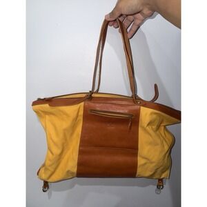 IL BISONTE Tote Bag Travel Weekender Tan Yellow 13x20" M